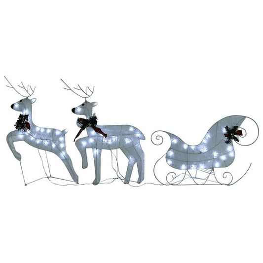 rendier en slee kerstmis Decoratie Set of 2 Wit