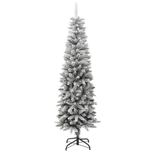 kunstkerstboom wit en groen PVC and PE, steel Slim