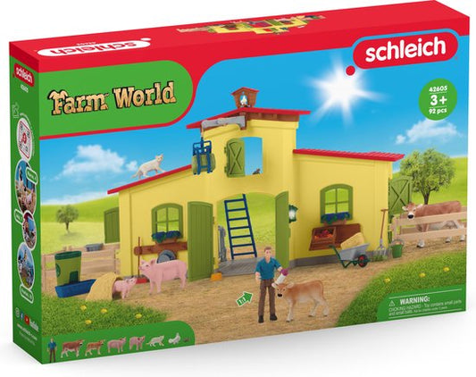 schleich FARM WORLD - Grote stal, geel - Boerderij Speelgoed - 42605
